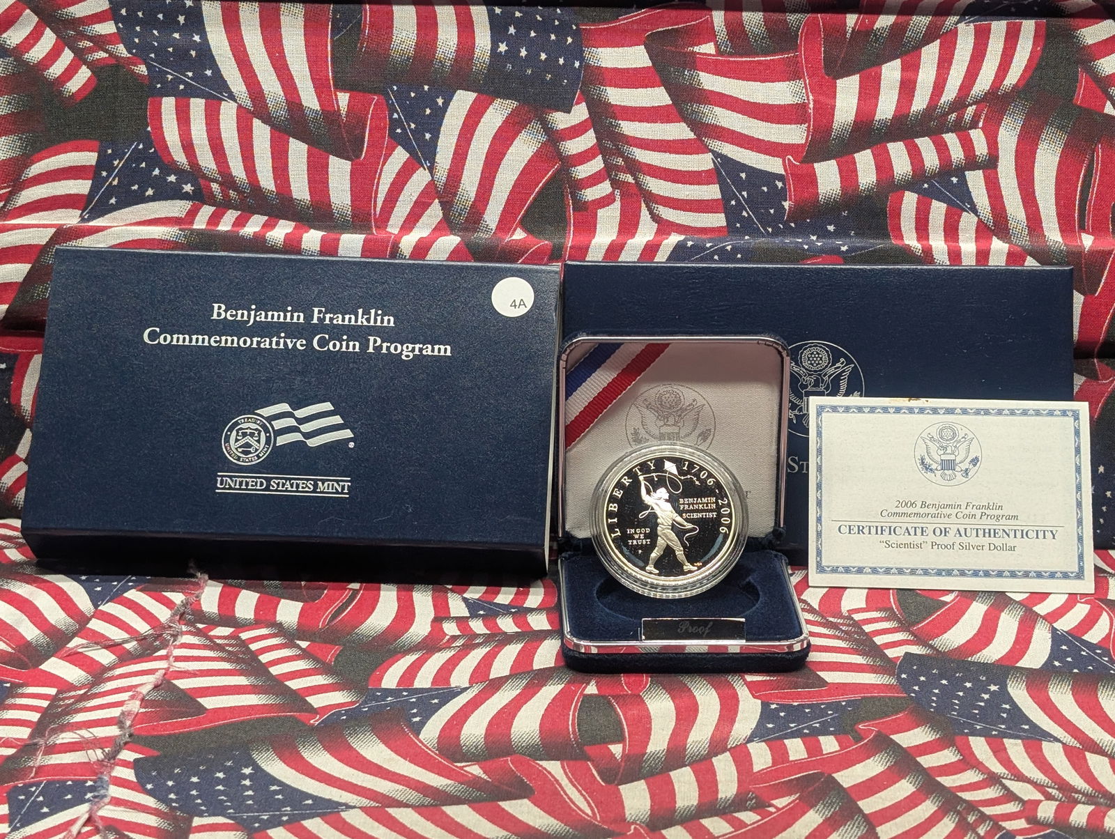 2006-P Benjamin Franklin Commemorative 90% Silver Dollar In OGP w/COA (1 of 4)