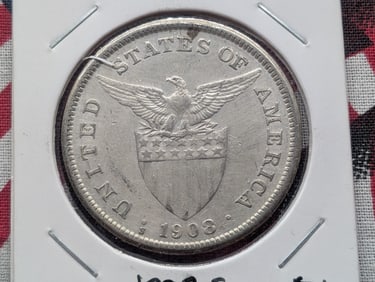 1908-S US Philippines 1 Peso, 80% Silver, 20 Gr.