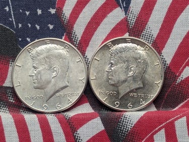 (2) 1964 90% Silver US Kennedy Half Dollars MS