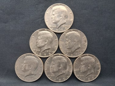 Kennedy Half Dollar Lot of 6 - 1978 P & D, 1979 P & D, 1980 P & D