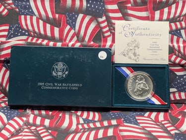 1995-P Civil War Battlefield Commemorative 90% Silver Dollar In OGP w/COA