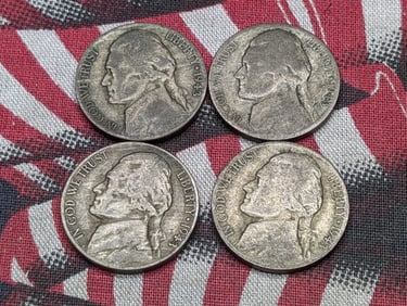 (4) 1943-P Jefferson Nickels 35% Silver
