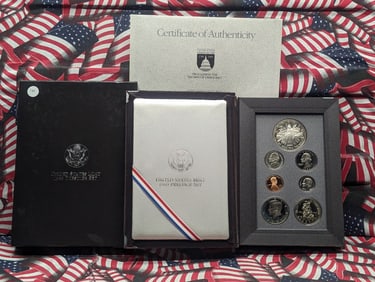1989-S United States Mint Prestige Set, One 90% Silver Dollar, & Two Clad Half Dollars