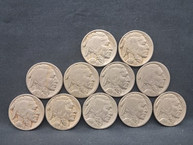 Indian Head Buffalo Nickel Lot of 11 - Mixed Dates