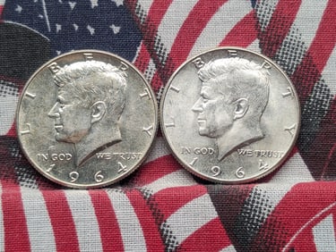 (2) 1964 90% Silver US Kennedy Half Dollars MS
