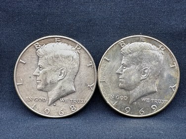 1968-D, 1969-D Kennedy Silver Half Dollars