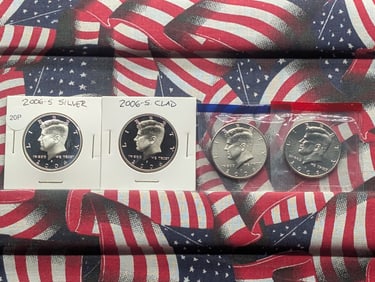 2006 P, D, S Clad Proof, & S 90% Silver Proof Kennedy Half Dollar Set