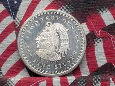2 Troy Ounces .999 Fine Silver Aztec Calendar Proof