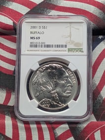 2001-D US 90% Silver Buffalo $1 NGC MS69