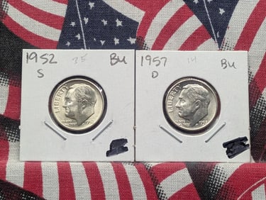 1952-S & 1957-D Roosevelt Dimes, Silver