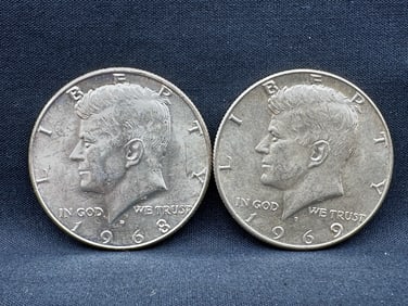 1968-D, 1969-D Kennedy Silver Half Dollars