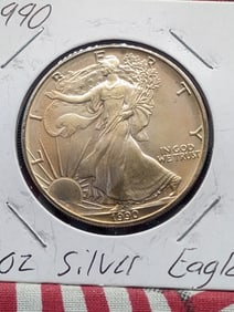 1990 US Silver Eagle .999 Fine Silver One Troy Ounce