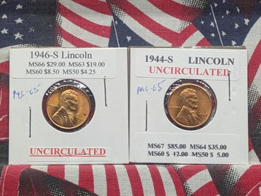 1944-S & 1946-S Lincoln Wheat Cents