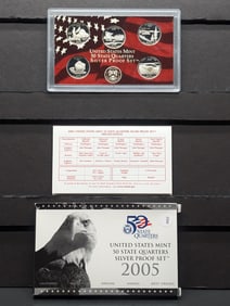 2005-S U.S. Mint Fifty State Quarters Silver Proof Set In OGP w/COA