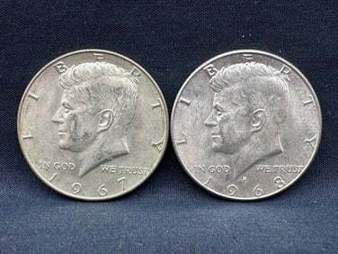 1967, 1968-D Kennedy Silver Half Dollars