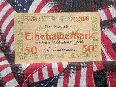1922, UNC-CRISP, German 50 PF Note, 103 Years Old!