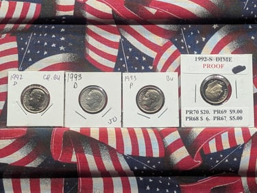 1992 D & S & 1993 P & D Roosevelt Dimes