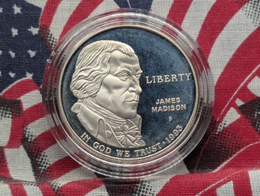 1993-S James Madison Bill of Rights 90% Silver Proof Dollar