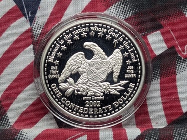 2002 Confederate States 1 oz Silver Proof in Capsule .999 Fine Silver