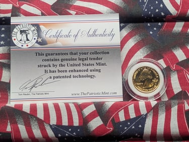 Gold Plated Hologram Washington Quarter, Maine Acadia w/COA, BU