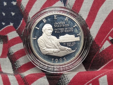 1993-S James Madison Bill of Rights 90% Silver Proof Half Dollar