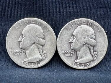 1941-D, 1942 Washington Silver Quarters