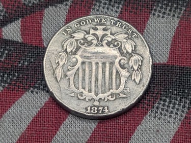 1874 US Shield Nickel Better Grade VF