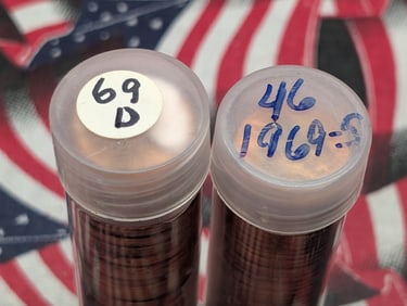 (50) 1969-D Lincoln Memorial Cents & (46) 1969-S Lincoln Memorial Cents