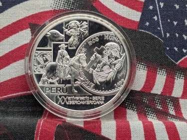 2012 Peru Nuevo Sol 20th Anniversary Commemorative Coin 92.5% Silver 27 G