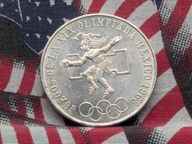 1968 Mexico 25 Pesos Olympic Commemorative, 22.5 Grams .720 Silver