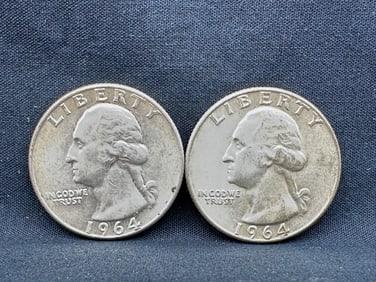 1964 P & D Washington Silver Quarters