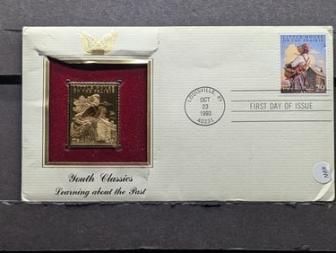 1993 Youth Classics Little House On The Prairie First Day Of Issue Stamp & Gold Replica Stamp