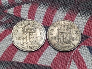 (2) 50% Silver British 6 Pence 1940/1944