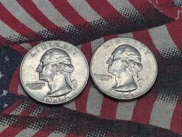 1964 P&D, UNC-90% Silver, Washington Quarters, 61 Years Old!