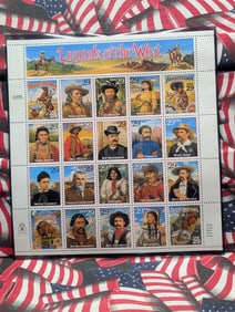 Sheet Of 20 "Legends Of The West" Postage Stamps, Mint, Original Gum, Never Hinged