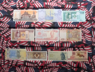 10 Foreign Crisp/Unc, Notes, Great Art