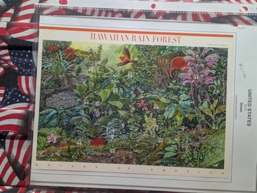 Sheet Of 10 "Hawaiian Rain Forest" Postage Stamps, Mint, Original Gum, Never Hinged