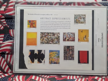 Sheet Of 10 "Abstract Expressionists" Postage Stamps, Mint, Original Gum, Never Hinged