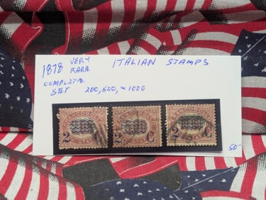 1878 Complete Set Italian Stamps, 200, 500, & 1000