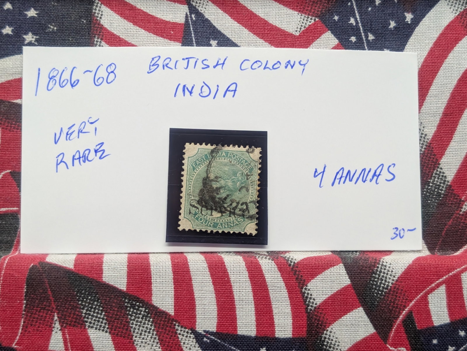 1866-68 British Colony India, 4 Annas Stamp: 1866-68 British Colony India, 4 Annas Stamp