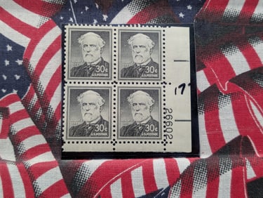 Robert E. Lee Plate Block Stamps, Mint, Original Gum, Never Hinged