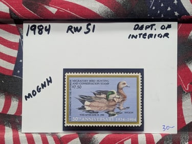 1984 U.S. Dept. Of Interior Duck Stamp, #RW 51, Mint, Original Gum, Never Hinged