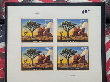 2019 "Joshua Tree" U.S. Plate Block Stamps, Mint, Original Gum, Never Hinged