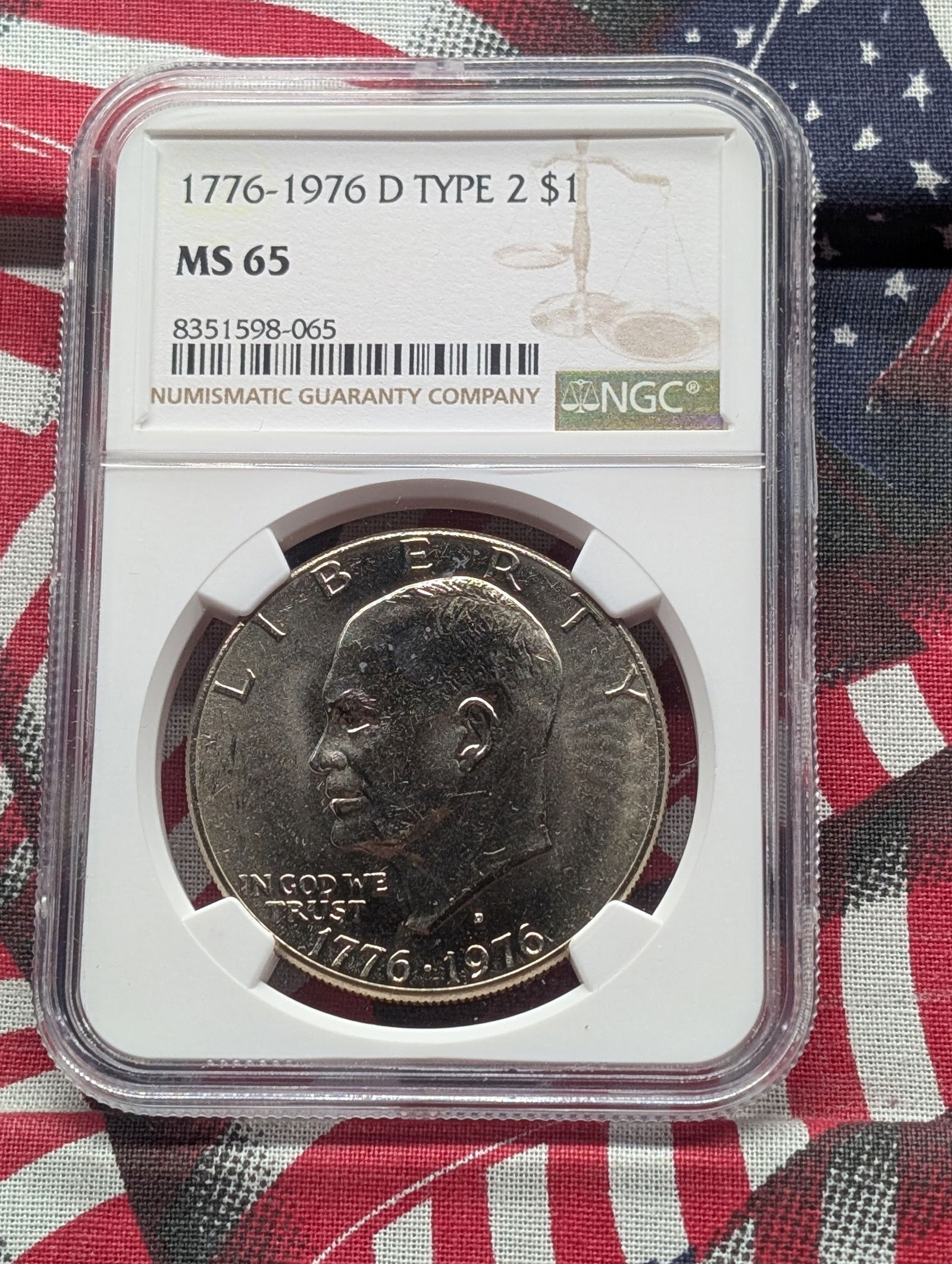 1776-1976-D Type 2 Eisenhower Dollar - NGC MS65