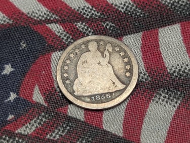1856 w/ Stars Seated Liberty Dime - GOOD