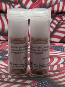 2 Tubes of Uncirculated 2010-2012 National Park Quarters - P&D Mint (60 Coins)