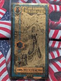 1/200th Troy Oz. 24k PURE GOLD 2021 $5.00 New Hampshire Goldback