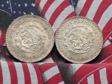 1964 & 1963 Mexico 1 Peso 10% Silver Each (2 PCS)