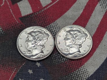 1944-D & 1945-S Mercury Silver Dimes - Both BU (2 PCS)