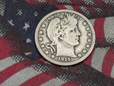 1911-S Barber Silver Quarter - VG+